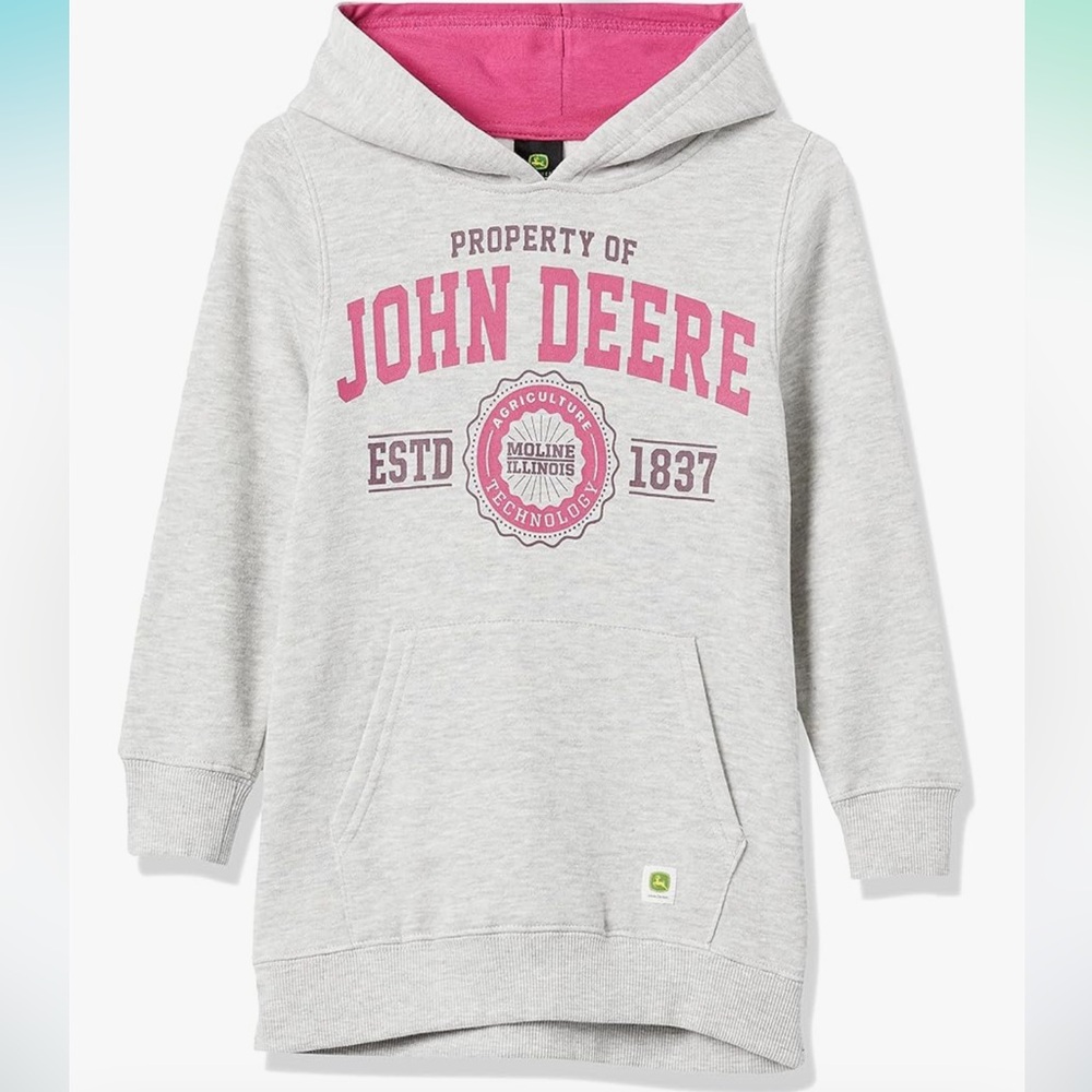 John Deere Gray and Pink Kids Hoodie